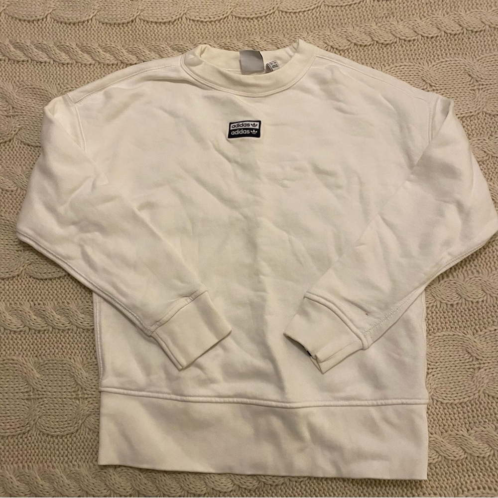 Adidas Women's White Crewneck 2XS Pullover Sweatshirt